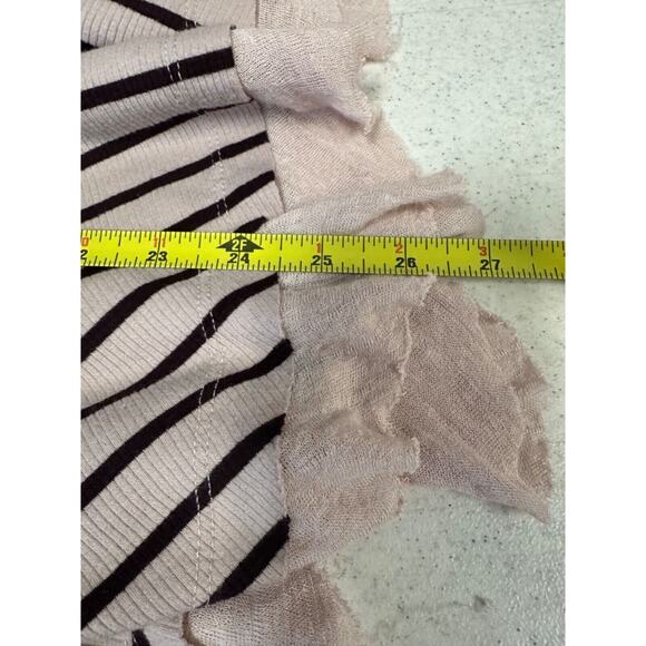 We the Free Size S Striped Tee Peplum Top Oversized Layered Long Sleeve D55 - Picture 7 of 7